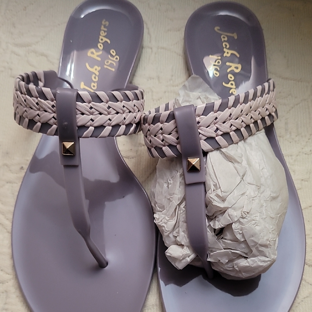 Jack Rogers Lavender Braided Thong Sandals with Stud Detail
